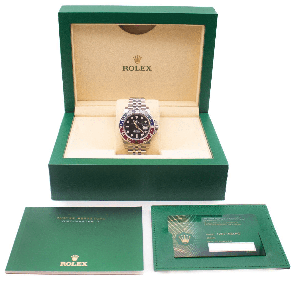 Rolex GMT Master 11 watch in box with certificates